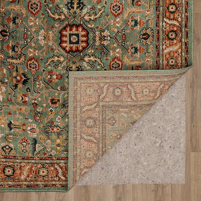 Mohawk Home Celine Traditional Ornamental Aqua Blue 2' X 7' Area Rug Perfect for Living Room, Dining Room, Office, Kitchen, Entryway, Hallway