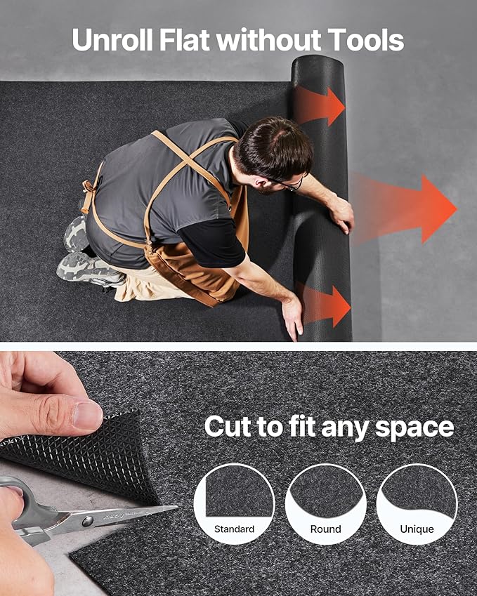 VEVOR Waterproof Garage Floor Mat for Under Car, Non-Slip 6.6'x8.5' Oil Spill Mat Heavy Duty Containment Mat, Protects Garage Floor from Water, Mud and Oil, for Garages Greenhouses Entrance