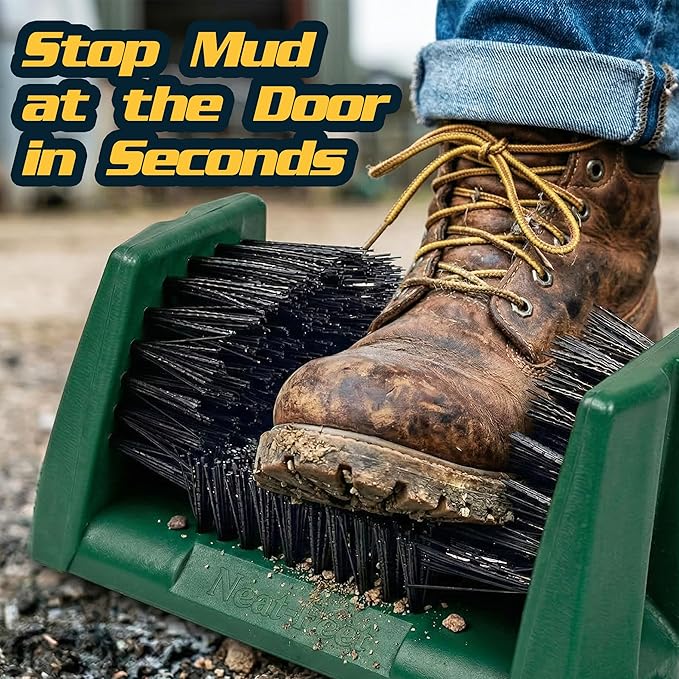 Boot Brush & Boot Scraper | Mountable Shoe Cleaner w/Screws, Injection Molded Plastic Mud Scrubber for Work Boots, Hiking & Outdoor Footwear, Weather-Resistant for Garage, Porch & Entryway