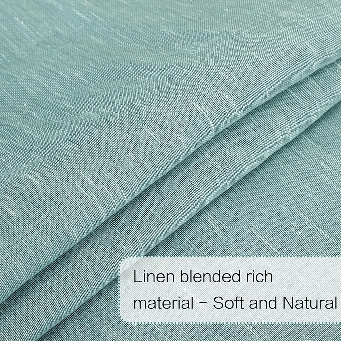 H.VERSAILTEX Linen French Door Curtain Panels 72 Inches Long, Sea Mist Flax Linen Window Draperies for Front Sliding Glass Door Tiebacks for Glass Door Patio Door Windows, Rod Pocket 1 Panel