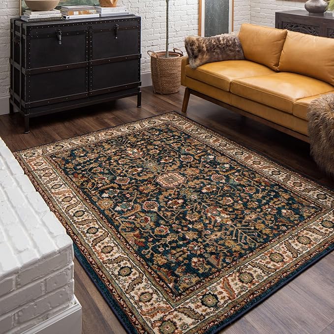 Mohawk Home Celine Traditional Ornamental Royal Blue 8' X 10' Area Rug Perfect for Living Room, Dining Room, Office, Kitchen, Entryway, Hallway