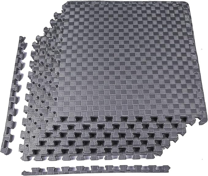 BalanceFrom Puzzle Exercise Mat 1' Thick, EVA Interlocking Foam Floor Tiles for Home Gym, Mat for Home Workout Equipment, Floor Padding for Kids, Gray, 24 in x 24 in x 1 in, 24 Sq Ft - 6 Tiles