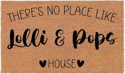 Welcome Doormat Coco Coir Door Mat Gift Lolli & Pop's Hearts Grandparents Gift (24" x 16")