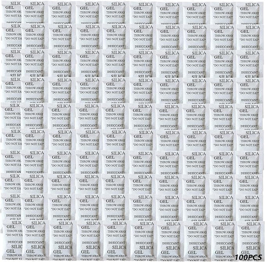 100Pcs Silica Gel Desiccant Packs(5 Gram), Industrial Grade No-Toxic Dehumidifier Packets, Premium Silicone Beads Moisture Absorption Bags Air Dryer for Clothes, Digital, Documents, Shoes, CD Storage