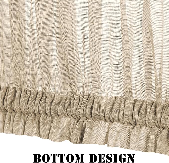 H.VERSAILTEX Linen Glass Door Curtains, Light Filtering Curtains, Privacy Semi Sheer Front Door Window Curtain with Rod Pocket and Tie Back, Linen, 25 x 40 inches, 1 Panel