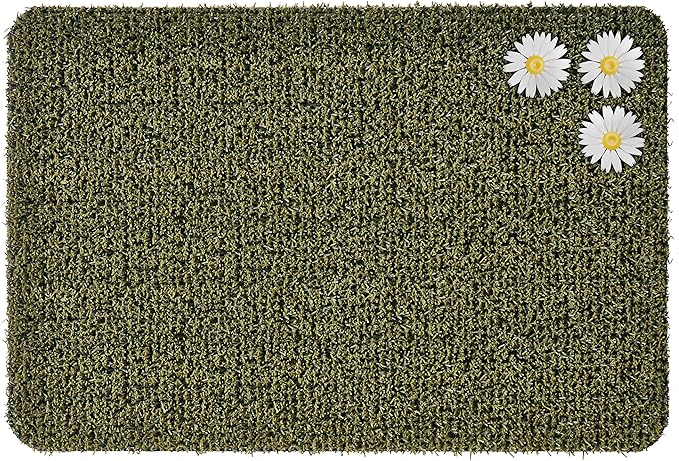 CLEAN MACHINE 10376914 Astroturf Dirt Trapper Doormat, 23.5" x 35.5", Daisy Urban Green