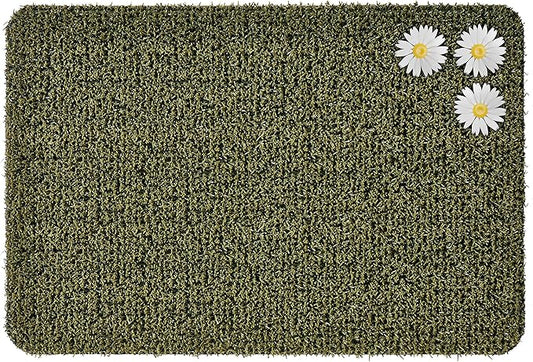 CLEAN MACHINE 10376914 Astroturf Dirt Trapper Doormat, 23.5" x 35.5", Daisy Urban Green