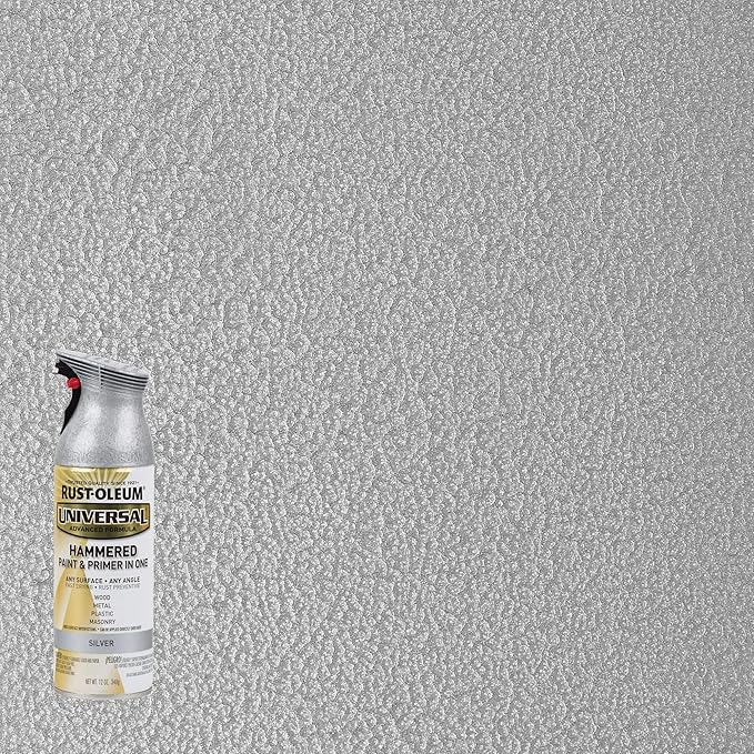 Rust-Oleum 245219 Universal All Surface Hammered Spray Paint, 12 oz, Silver