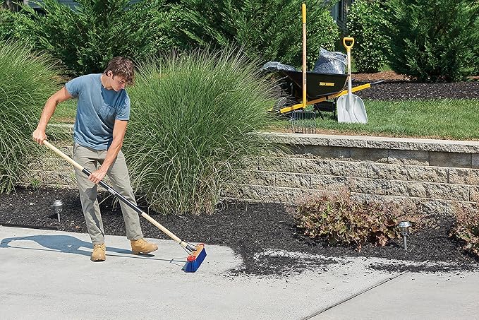 Harper 24 Inch Push Broom with Stiff Bristles, Premium Heavy Duty Outdoor Wet/Dry Rough-Surface, for Mulch, Gravel, Oil Dry, Dirt, Soil, with Long Wooden Handle