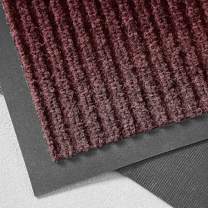 Consolidated Plastics Brush Dry Mat - Made in USA, Heavy-Duty Commercial DoorRug for Indoor/Outdoor Entryways, Non-Slip Backing for High-Traffic Areas (3' W x 4' L, Red)