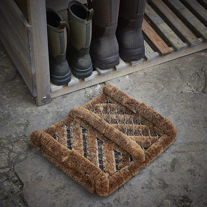 Kempf Boot Scraper Shoe Cleaner, Heavy Duty, Stiff Bristles for Mud & Dirt Removal, 12" x 13"
