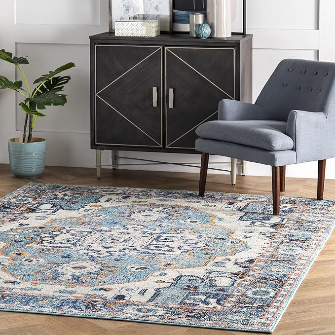 nuLOOM Corbett Vintage Bohemian Area Rug, 10x14, Blue