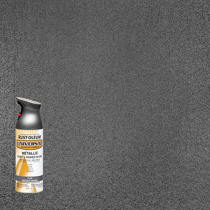 Rust-Oleum 271474-6PK Universal All Surface Metallic Spray Paint, 11 oz, Flat Antique Nickel, 6 Pack