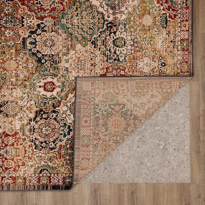 Mohawk Home Nikoleta Traditional Geometric; Ornamental Medium Brown 8' X 10' Area Rug Perfect for Living Room, Dining Room, Office, Kitchen, Entryway, Hallway