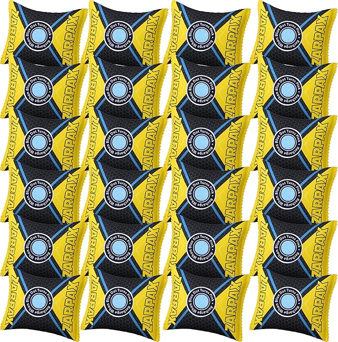 Zarpax 125g Rechargeable Desiccant Packs Dehumidifier Bag - 24 Pack - Moisture Absorbers For Safes, Car, Bathroom, Storage, Garage - Moisture Remover Eliminates Humidity - Reusable Desiccant Bags