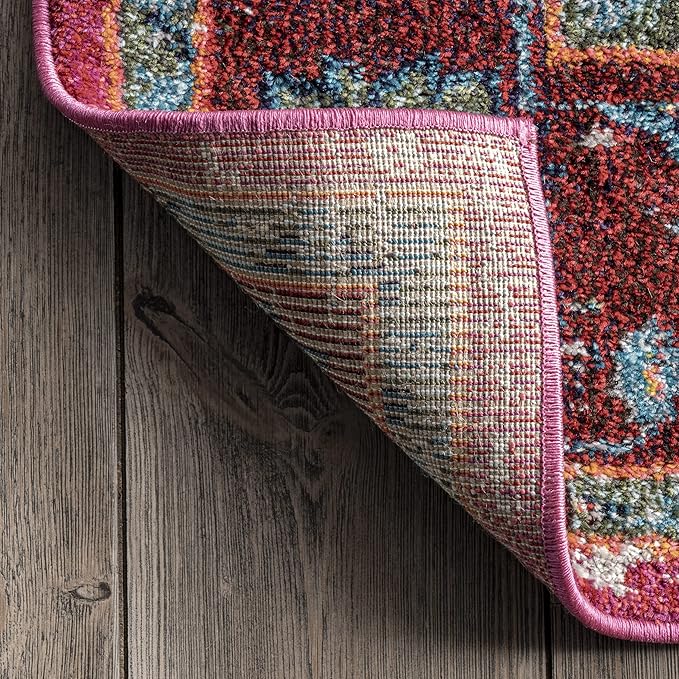 Nuloom Corbett Fuchsia/Ivory, 2'6" x 6', Vintage Bohemian, Soft and Cozy, High Traffic, Stain Resistant, Easy Clean, Durable Runner for Bedroom, Living Room, Dining Space, Den, Foyer, Entryway