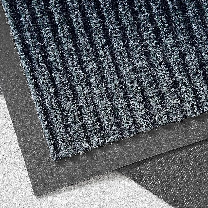 Consolidated Plastics Brush Dry Mat - Made in USA, Heavy-Duty Commercial DoorRug for Indoor/Outdoor Entryways, Non-Slip Backing for High-Traffic Areas (3' W x 4' L, Blue)