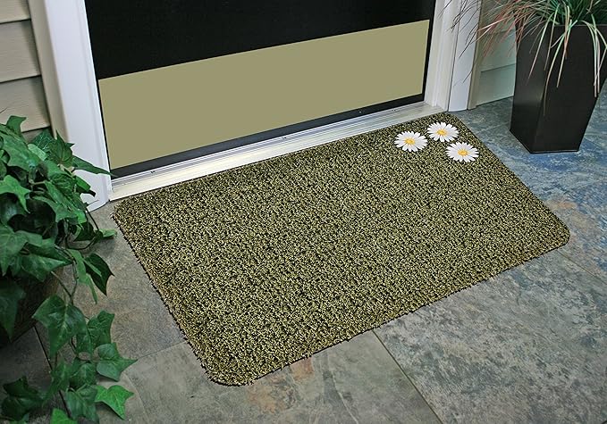 CLEAN MACHINE 10376914 Astroturf Dirt Trapper Doormat, 23.5" x 35.5", Daisy Urban Green