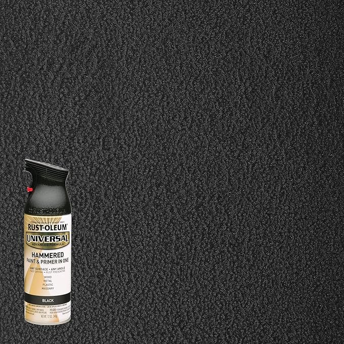 Rust-Oleum 245217 Universal All Surface Hammered Spray Paint, 12 oz, Black