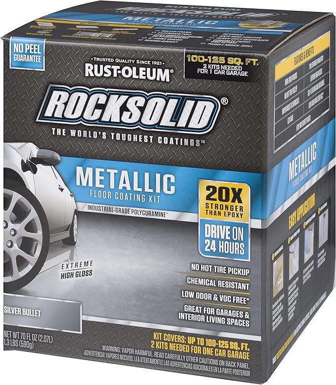 Rust-Oleum 286983 Metallic Floor Coating Kit-Silver Bullet